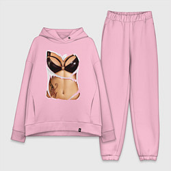 Женский костюм оверсайз Кожаный бюст, цвет: светло-розовый