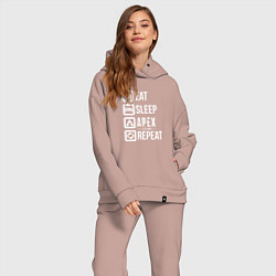 Женский костюм оверсайз Eat, Sleep, Apex, Repeat, цвет: пыльно-розовый — фото 2
