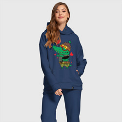Женский костюм оверсайз Модный крокодил, цвет: тёмно-синий — фото 2