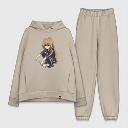 Женский костюм оверсайз Аниме Тян, цвет: миндальный