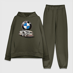 Женский костюм оверсайз BMW оскал, цвет: хаки