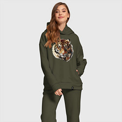 Женский костюм оверсайз Тигр Tiger, цвет: хаки — фото 2