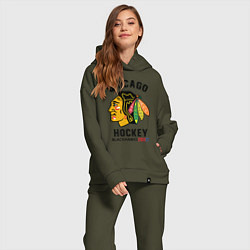 Женский костюм оверсайз CHICAGO BLACKHAWKS NHL, цвет: хаки — фото 2
