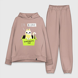Женский костюм оверсайз Кот спереди жив, а сзади, цвет: пыльно-розовый