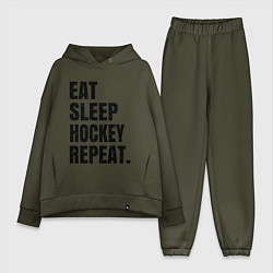 Женский костюм оверсайз EAT SLEEP HOCKEY REPEAT