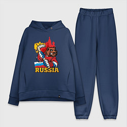 Женский костюм оверсайз Хоккей Россия, цвет: тёмно-синий