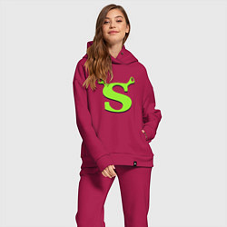 Женский костюм оверсайз Shrek: Logo S, цвет: маджента — фото 2