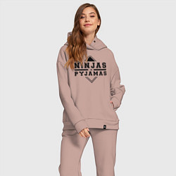 Женский костюм оверсайз Ninjas In Pyjamas цвета пыльно-розовый — фото 2