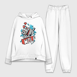 Женский костюм оверсайз Майнкрафт Волк, Minecraft Wolf, цвет: белый