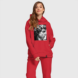 Женский костюм оверсайз Давид Скульптура Тимоти Шаламе, цвет: красный — фото 2