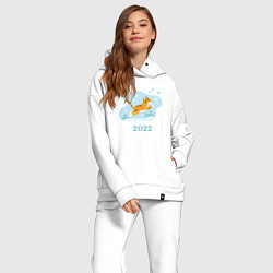 Женский костюм оверсайз Тигр 2022 минимализм, цвет: белый — фото 2