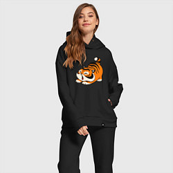 Женский костюм оверсайз Милый тигренок cute tiger, цвет: черный — фото 2