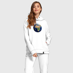 Женский костюм оверсайз Планета солнечной системы земля, цвет: белый — фото 2