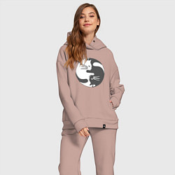 Женский костюм оверсайз Коты инь янь 01, цвет: пыльно-розовый — фото 2