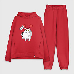 Женский костюм оверсайз Кот Бендер Мем Love, цвет: красный