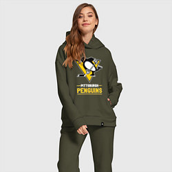 Женский костюм оверсайз Питтсбург Пингвинз , Pittsburgh Penguins, цвет: хаки — фото 2