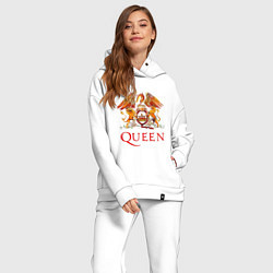 Женский костюм оверсайз Queen, логотип, цвет: белый — фото 2