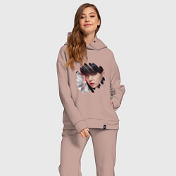 Женский костюм оверсайз Agust D SUGA BTS, цвет: пыльно-розовый — фото 2