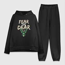 Женский костюм оверсайз Milwaukee Bucks Fear the dear Милуоки Бакс, цвет: черный