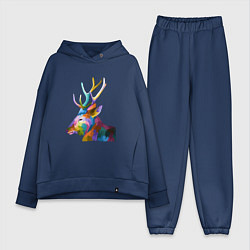 Женский костюм оверсайз Цветной олень Colored Deer, цвет: тёмно-синий