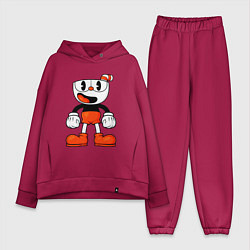 Женский костюм оверсайз Cuphead красная чашечка, цвет: маджента