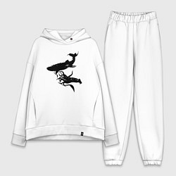 Женский костюм оверсайз Кит и Кальмар, цвет: белый