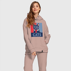 Женский костюм оверсайз Vote for cats, цвет: пыльно-розовый — фото 2