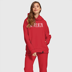 Женский костюм оверсайз S T A L K E R - Logo, цвет: красный — фото 2