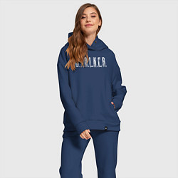 Женский костюм оверсайз S T A L K E R - Logo, цвет: тёмно-синий — фото 2