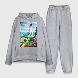 Женский костюм оверсайз Маяк на берегу, цвет: меланж