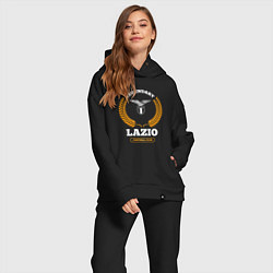 Женский костюм оверсайз Лого Lazio и надпись Legendary Football Club, цвет: черный — фото 2