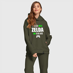 Женский костюм оверсайз I Paused Zelda To Be Here с зелеными стрелками, цвет: хаки — фото 2