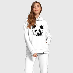 Женский костюм оверсайз Прикольный панда - клякса, цвет: белый — фото 2