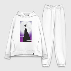 Женский костюм оверсайз КУНГ ФУ НА ФОНЕ ЛУНЫ, цвет: белый