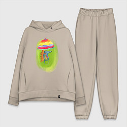 Женский костюм оверсайз Ежик с зонтиком, цвет: миндальный