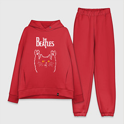Женский костюм оверсайз The Beatles rock cat, цвет: красный