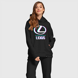 Женский костюм оверсайз Значок Lexus в стиле glitch, цвет: черный — фото 2