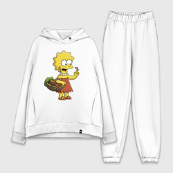 Женский костюм оверсайз Lisa Simpson с гусеницей на даче, цвет: белый