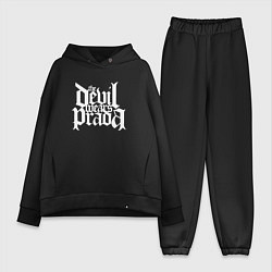 Женский костюм оверсайз The Devil wears prada logo art, цвет: черный