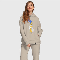 Женский костюм оверсайз Мардж Симпсон в позе Мэрилин Монро, цвет: миндальный — фото 2