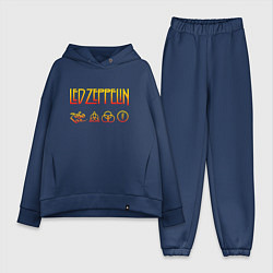 Женский костюм оверсайз Led Zeppelin - logotype, цвет: тёмно-синий