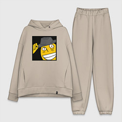 Женский костюм оверсайз Рофлан здарова, цвет: миндальный