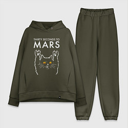 Женский костюм оверсайз Thirty Seconds to Mars rock cat, цвет: хаки