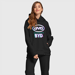 Женский костюм оверсайз Значок BYD в стиле glitch, цвет: черный — фото 2