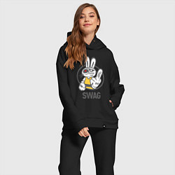 Женский костюм оверсайз SWAG Bad rabbit - Merry Christmas!, цвет: черный — фото 2