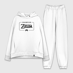 Женский костюм оверсайз Zelda gaming champion: рамка с лого и джойстиком, цвет: белый