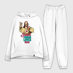 Женский костюм оверсайз Jesus Christ love u, цвет: белый