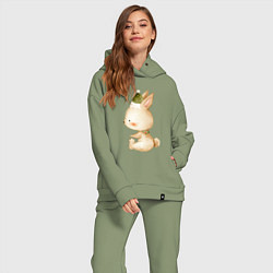 Женский костюм оверсайз Зайка в шапочке, цвет: авокадо — фото 2