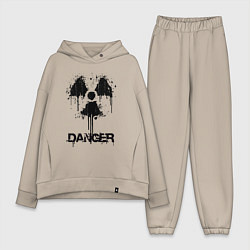 Женский костюм оверсайз Danger radiation symbol, цвет: миндальный