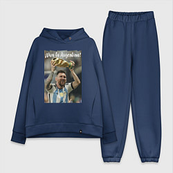 Женский костюм оверсайз Lionel Messi - world champion - Argentina, цвет: тёмно-синий